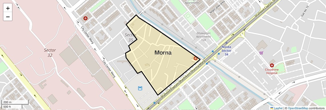 Location Map of Morna, Noida