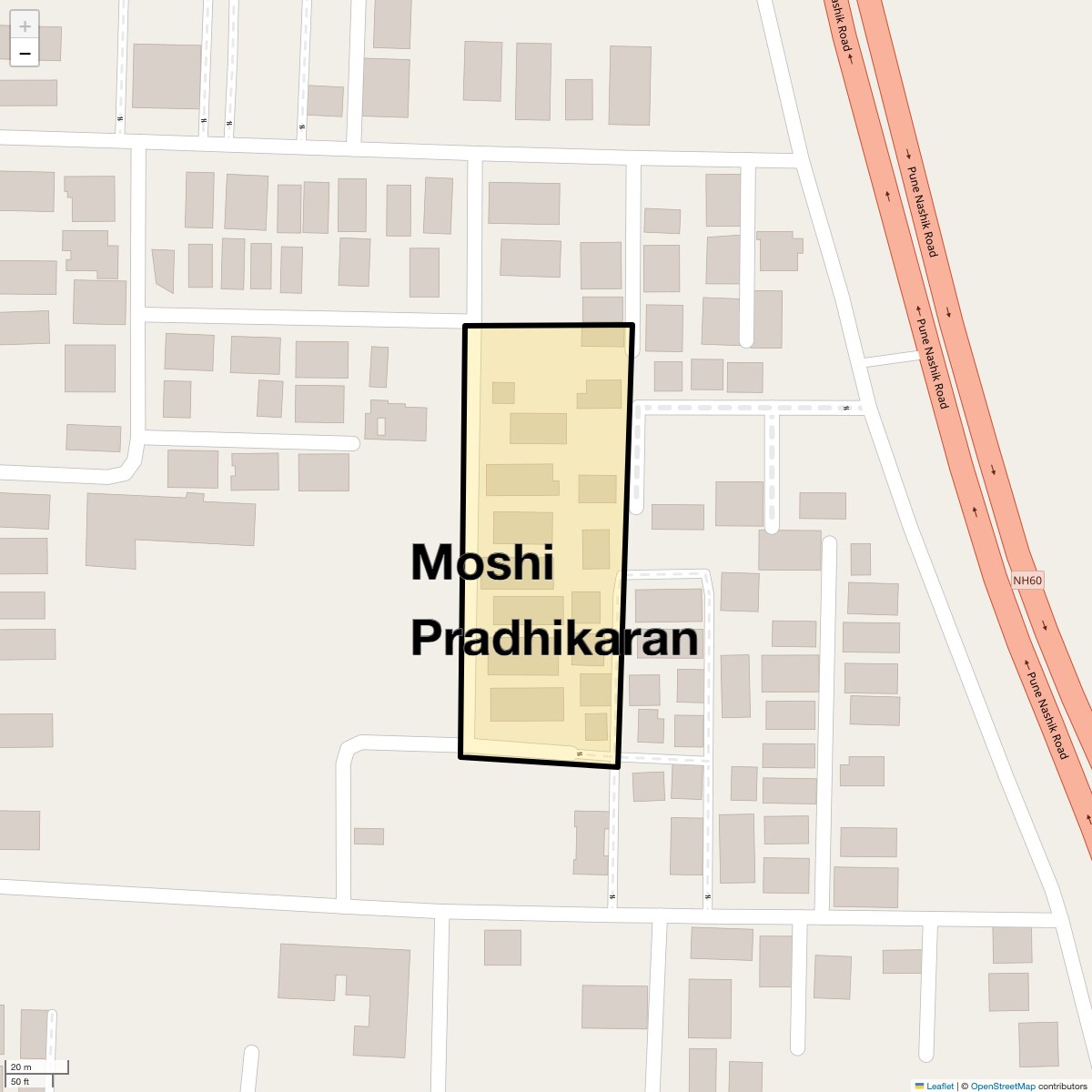 Location Map of Moshi Pradhikaran, Pune