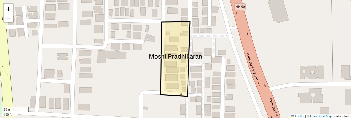 Location Map of Moshi Pradhikaran, Pune