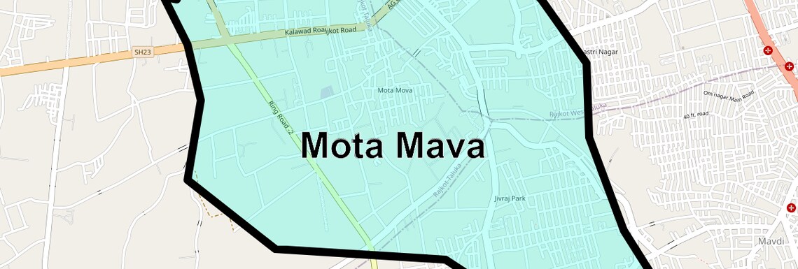 Location Map of Mota Mava, Rajkot