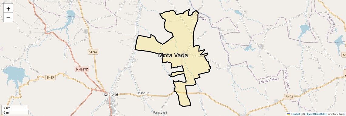 Location Map of Mota Vada, Rajkot