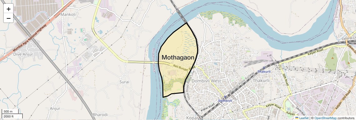 Location Map of Mothagaon, Thane