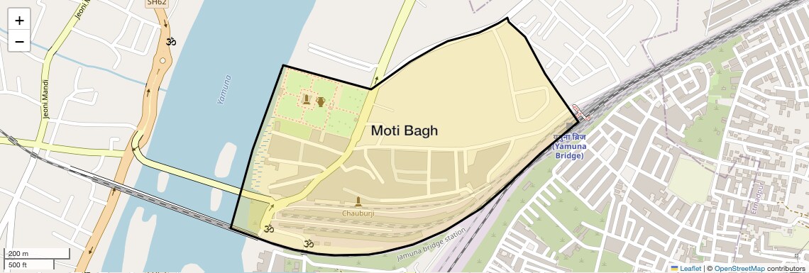 Location Map of Moti Bagh, Agra