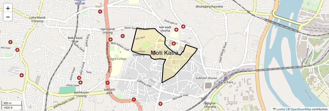 Location Map of Moti Katra, Agra