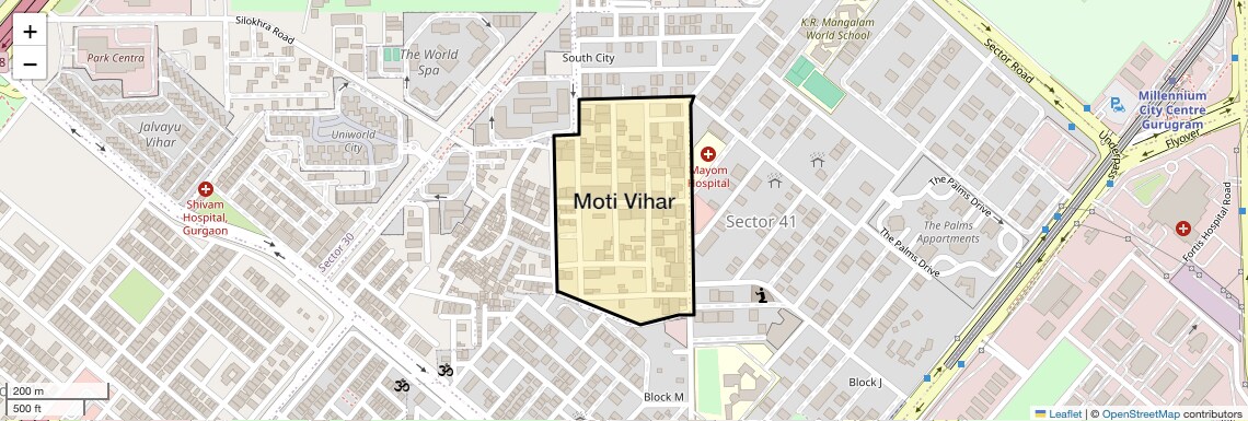 Location Map of Moti Vihar, Gurgaon