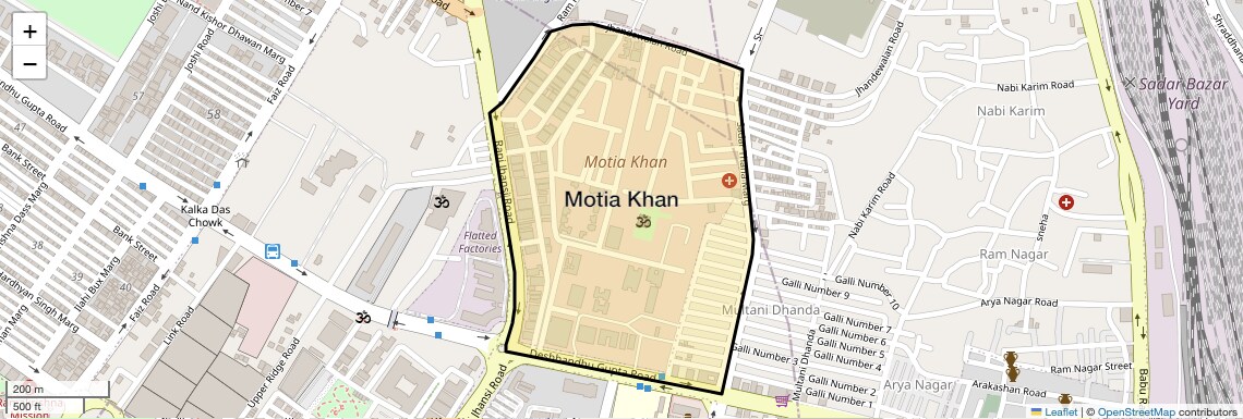 Location Map of Motia Khan, Delhi
