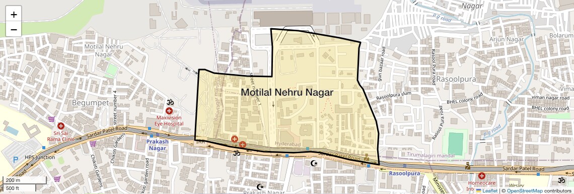 Location Map of Motilal Nehru Nagar, Hyderabad