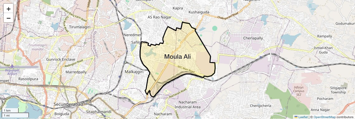 Location Map of Moula Ali, Hyderabad
