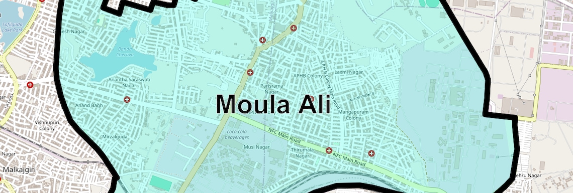 Location Map of Moula Ali, Hyderabad
