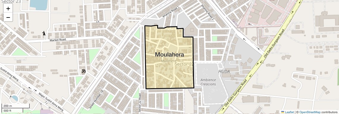 Location Map of Moulahera, Gurgaon