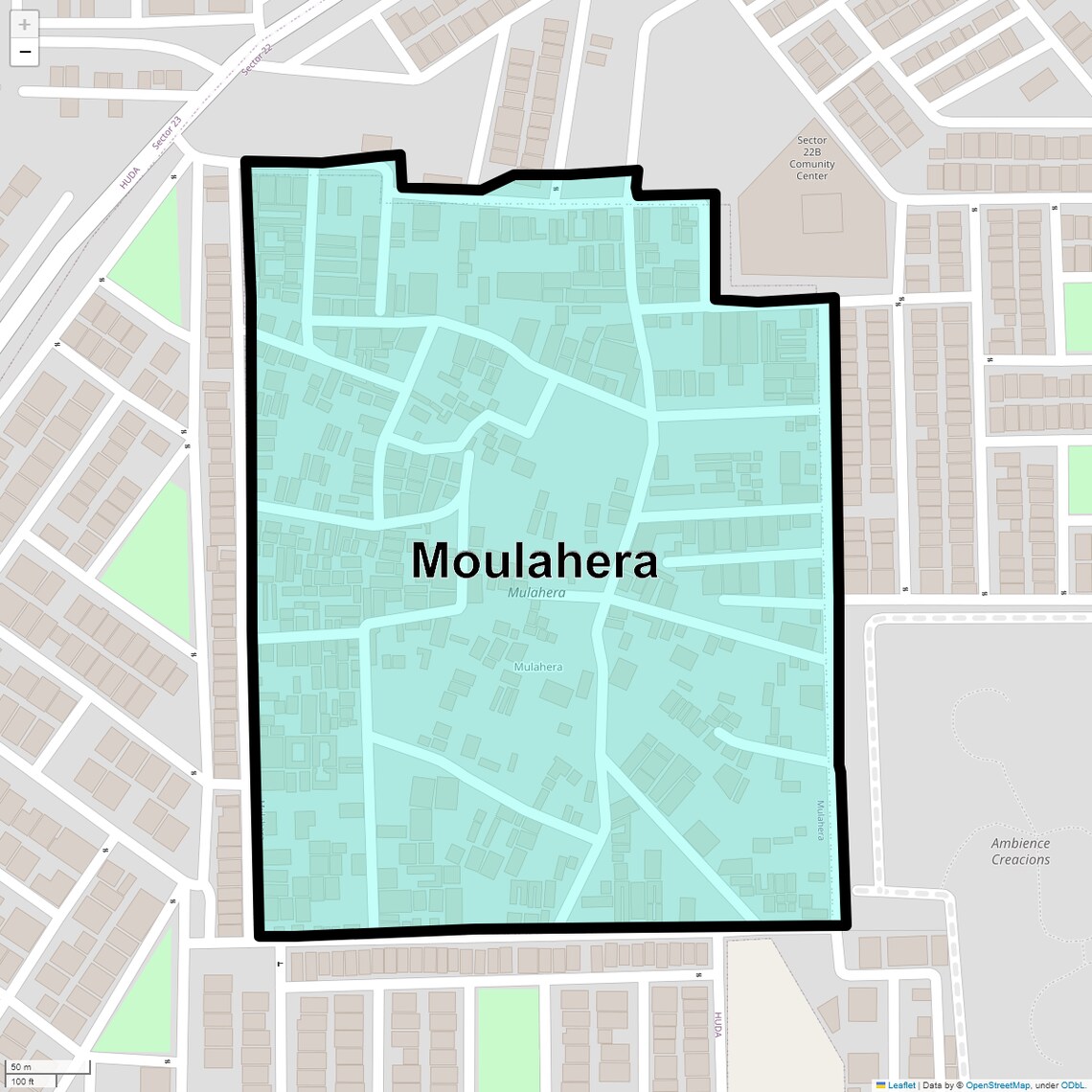 Location Map of Moulahera, Gurgaon