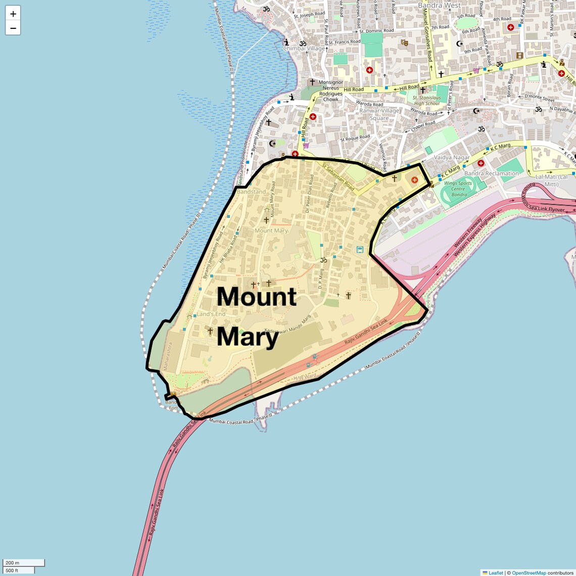 Location Map of Mount Mary, Mumbai