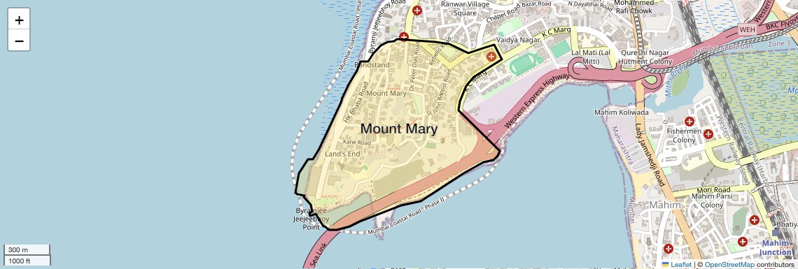 Location Map of Mount Mary, Mumbai