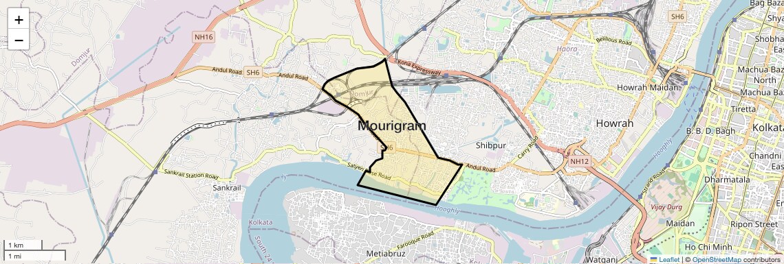 Location Map of Mourigram, Kolkata