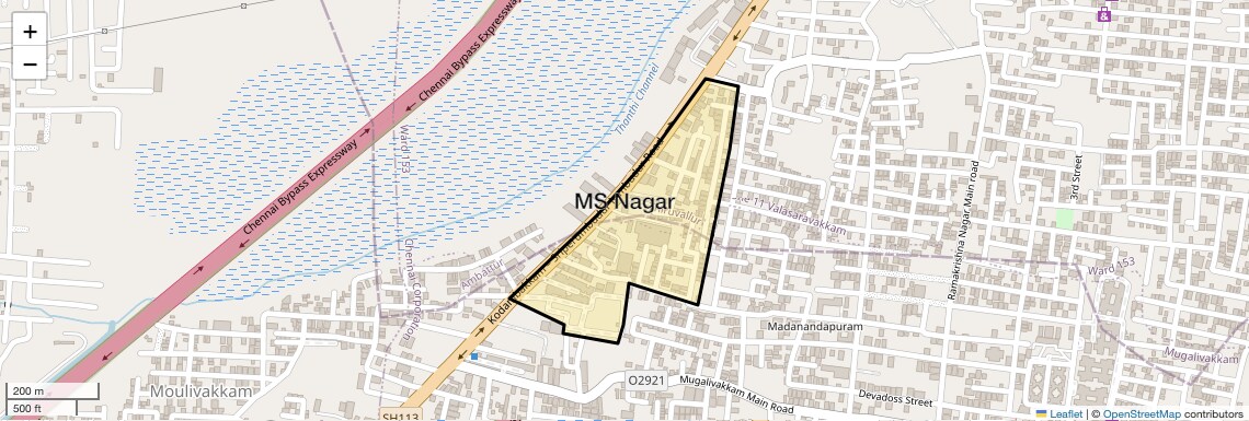 Location Map of MS Nagar, Chennai
