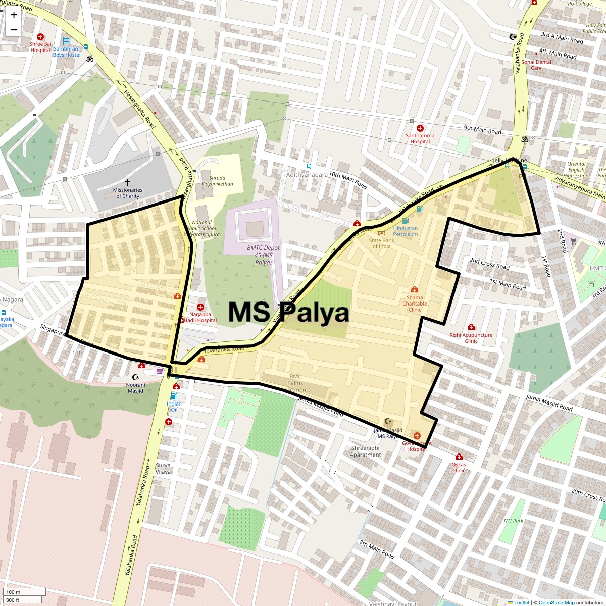 Check Time Travel of MS Palya, Bangalore