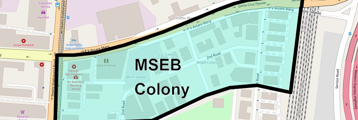 Location Map of Mseb Colony, Mumbai
