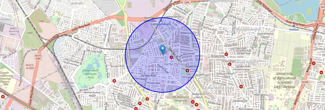 Location Map of MSR Nagar, Bangalore