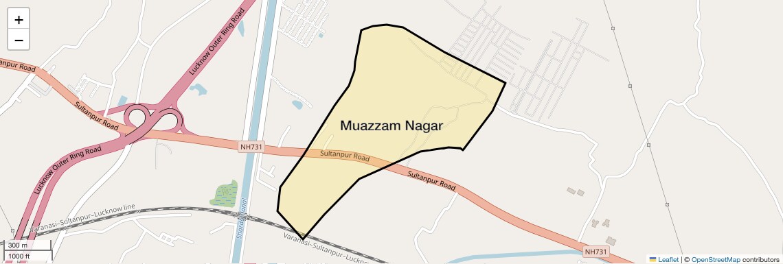 Location Map of Muazzam Nagar, Lucknow