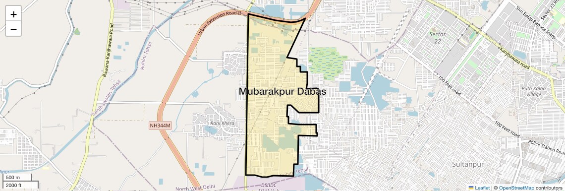 Location Map of Mubarakpur Dabas, Delhi