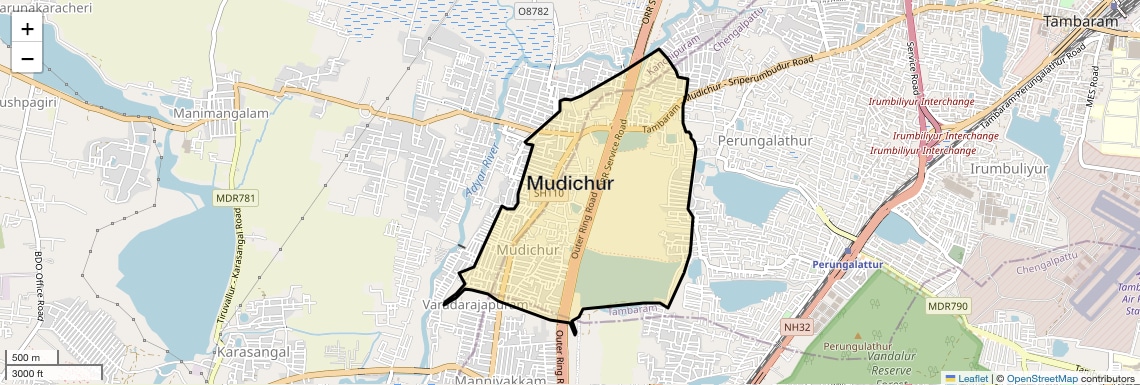 Location Map of Mudichur, Chennai