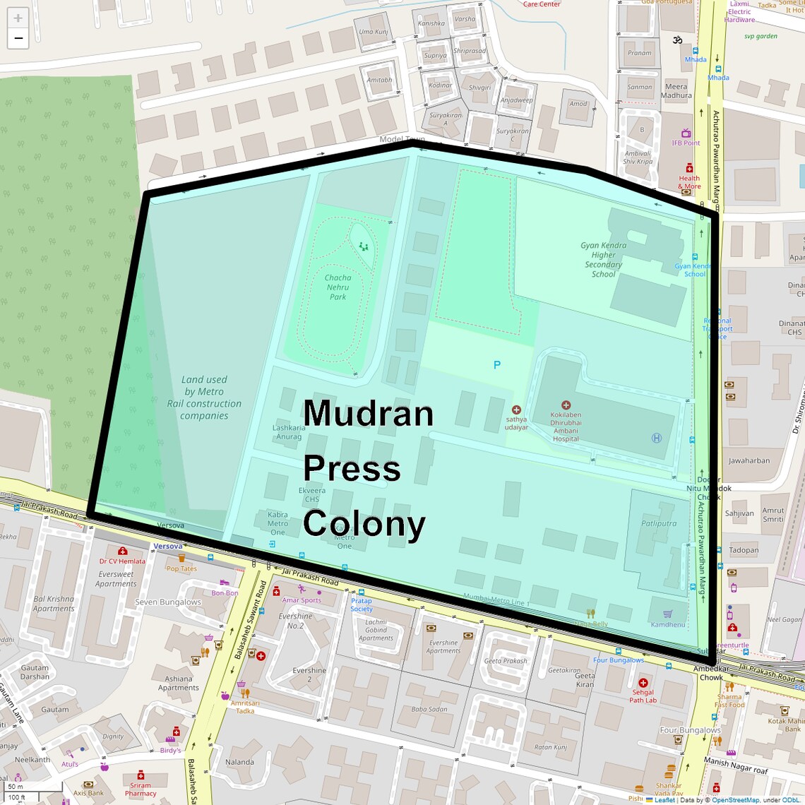 Location Map of Mudran Press Colony, Mumbai