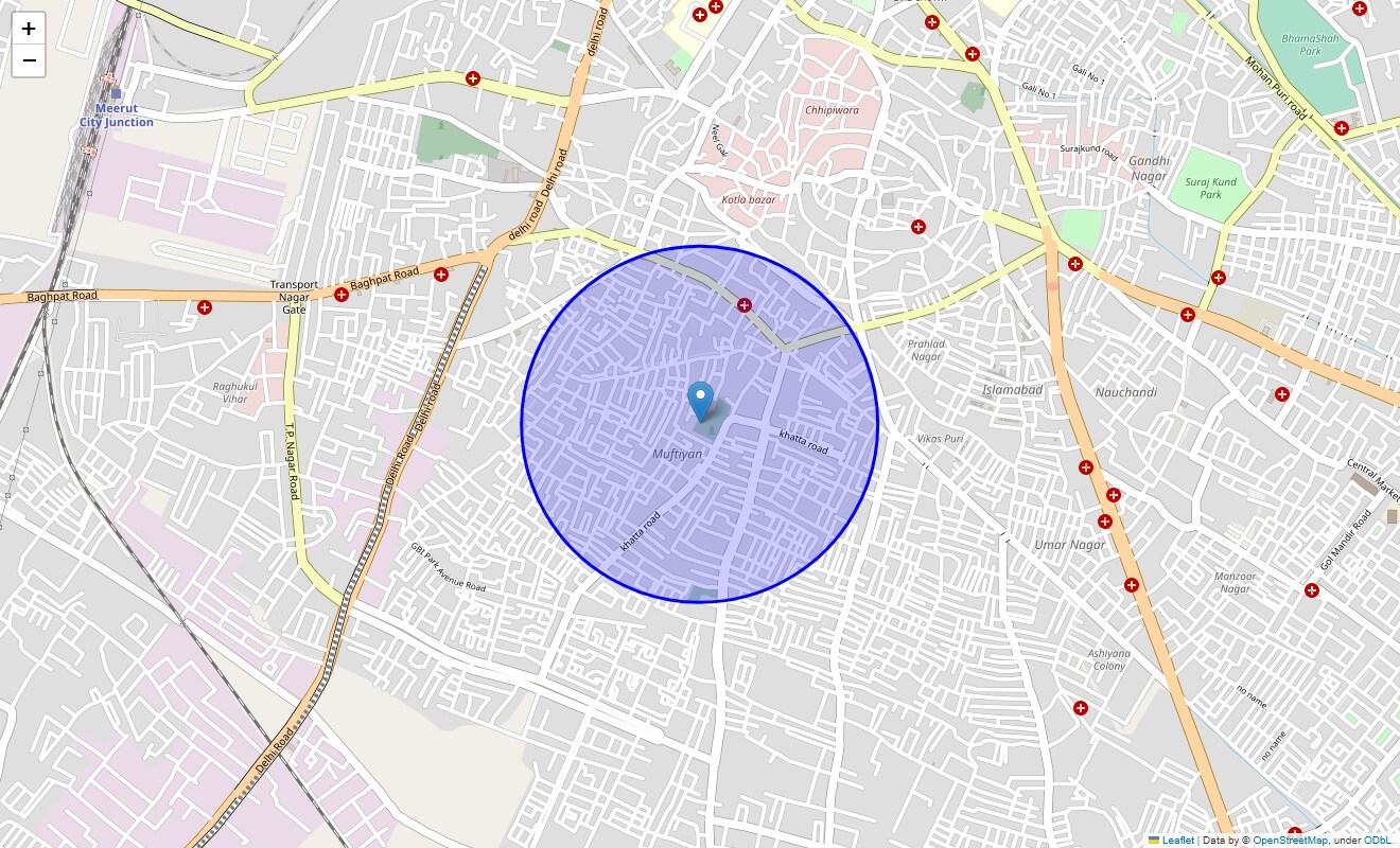 Location Map of Muftiyan, Meerut