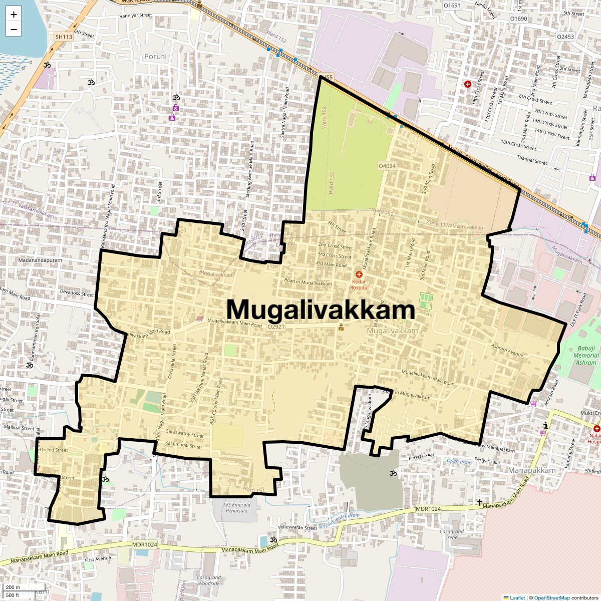 Location Map of Mugalivakkam, Chennai