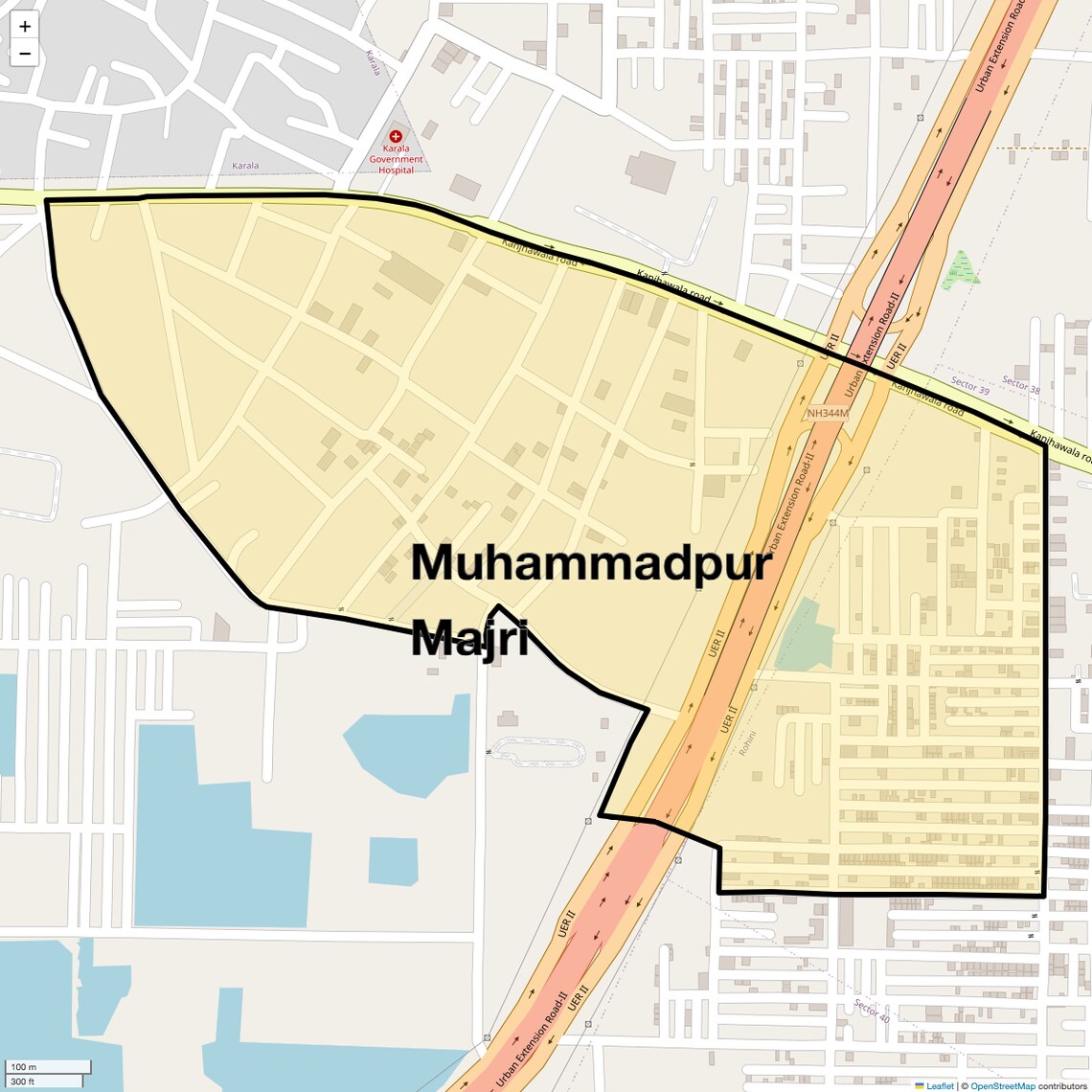 Location Map of Muhammadpur Majri, Delhi