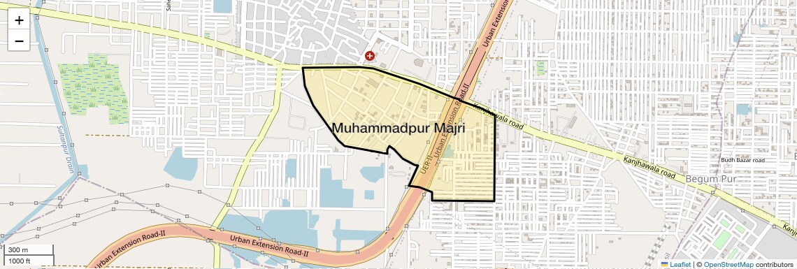 Location Map of Muhammadpur Majri, Delhi