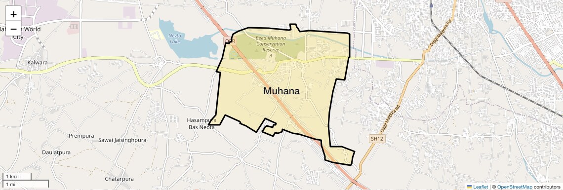 Location Map of Muhana, Jaipur