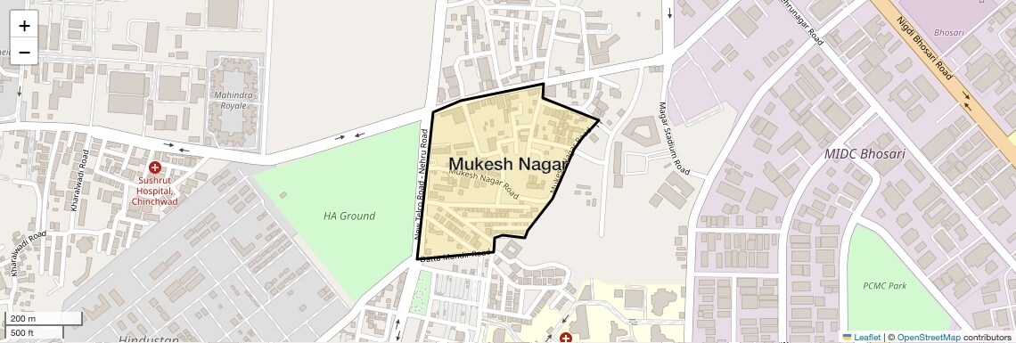 Location Map of Mukesh Nagar, Pune