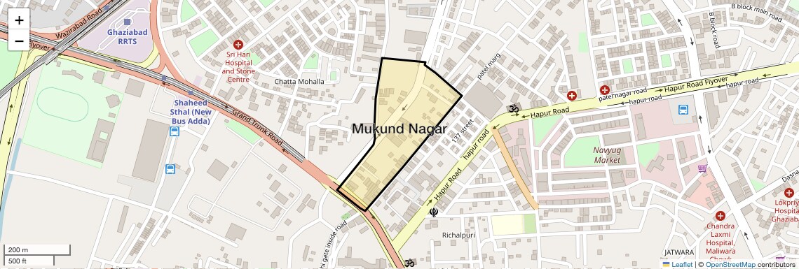 Location Map of Mukund Nagar, Ghaziabad