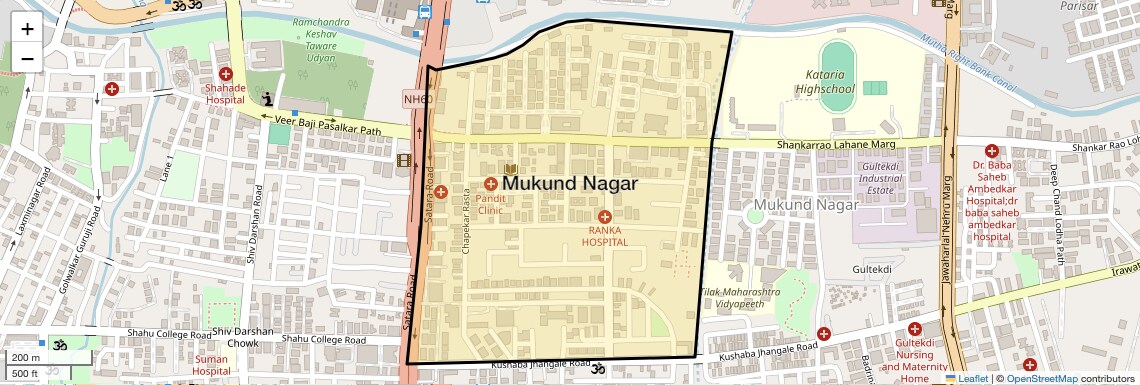 Location Map of Mukund Nagar, Pune
