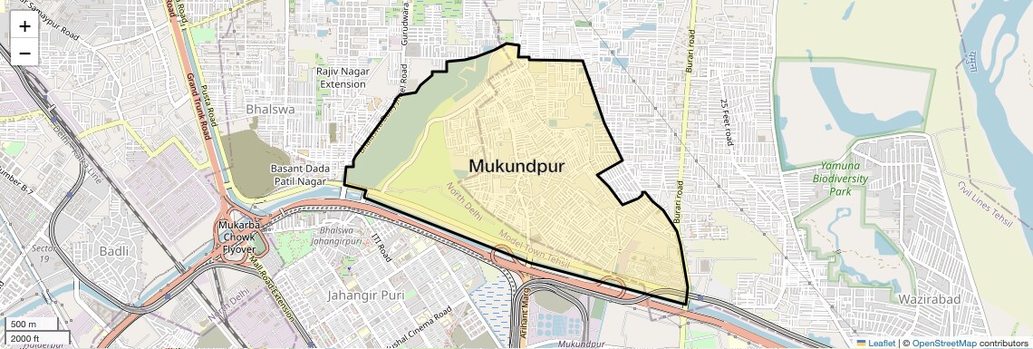 Location Map of Mukundpur, Delhi