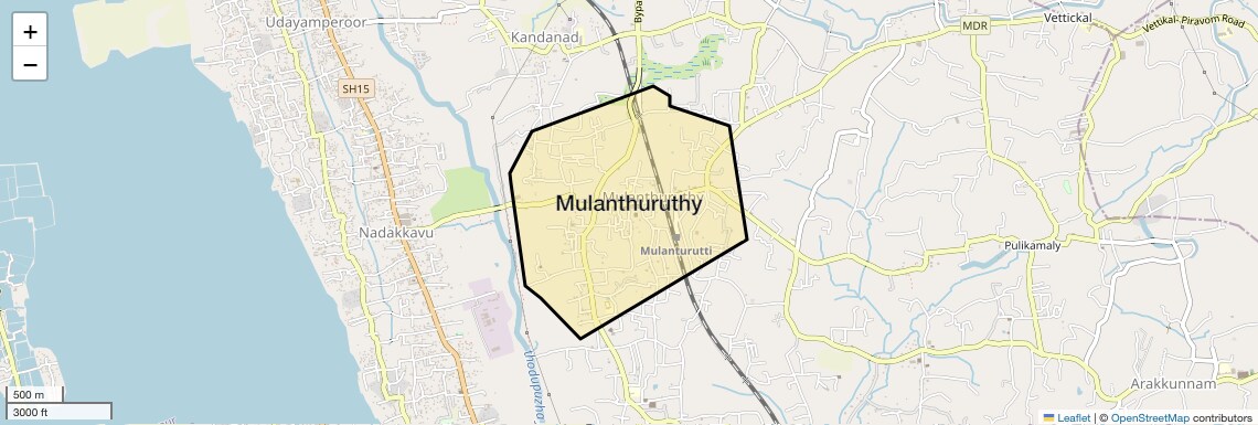 Location Map of Mulanthuruthy, Kochi