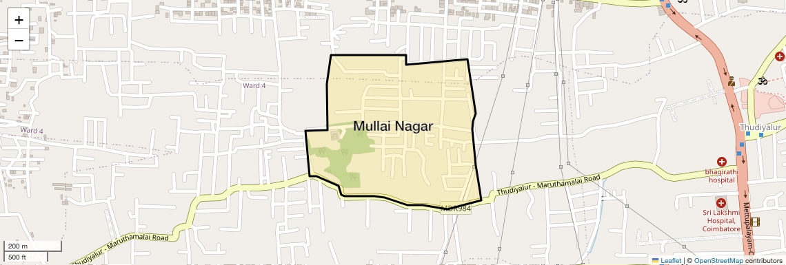 Location Map of Mullai Nagar, Coimbatore