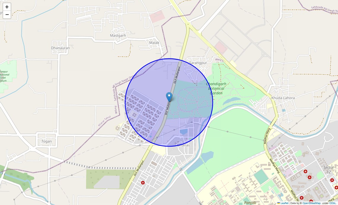 Location Map of Mullanpur, Chandigarh