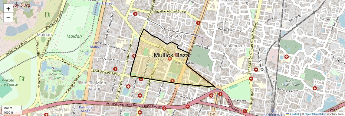 Location Map of Mullick Bazar, Kolkata