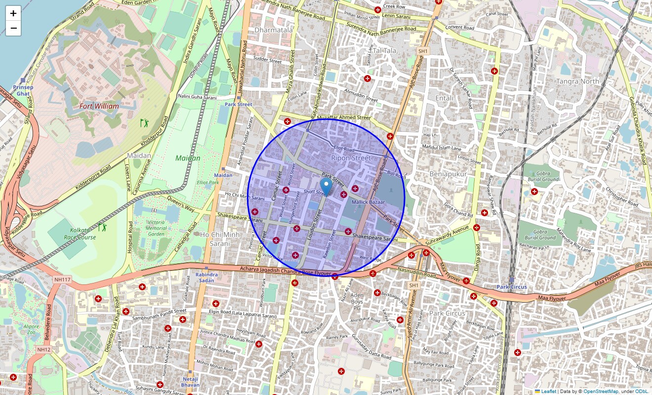Location Map of Mullick Bazar, Kolkata