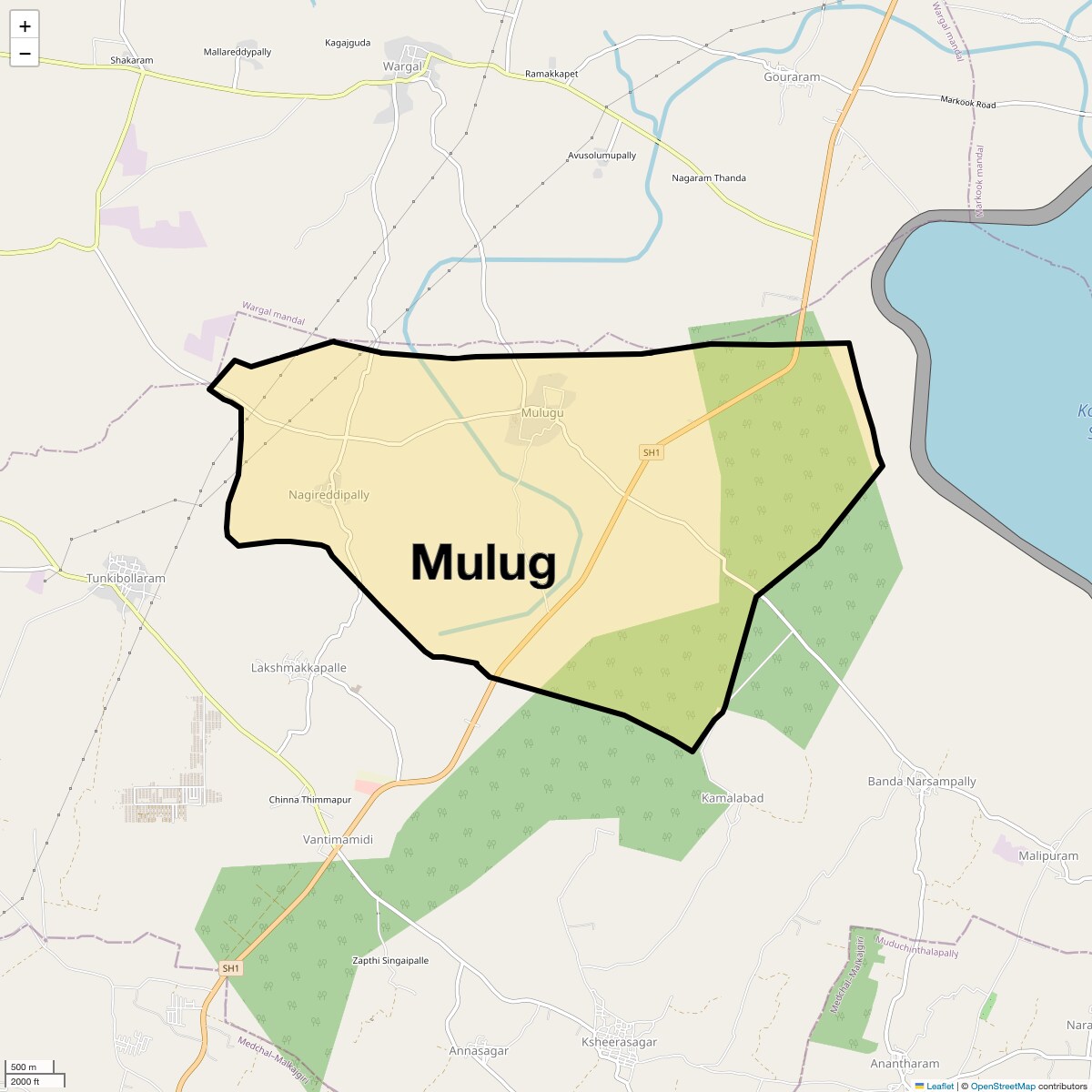 Location Map of Mulug, Hyderabad