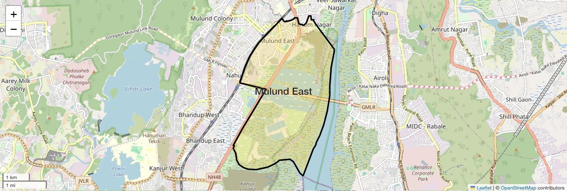 Location Map of Mulund East, Mumbai
