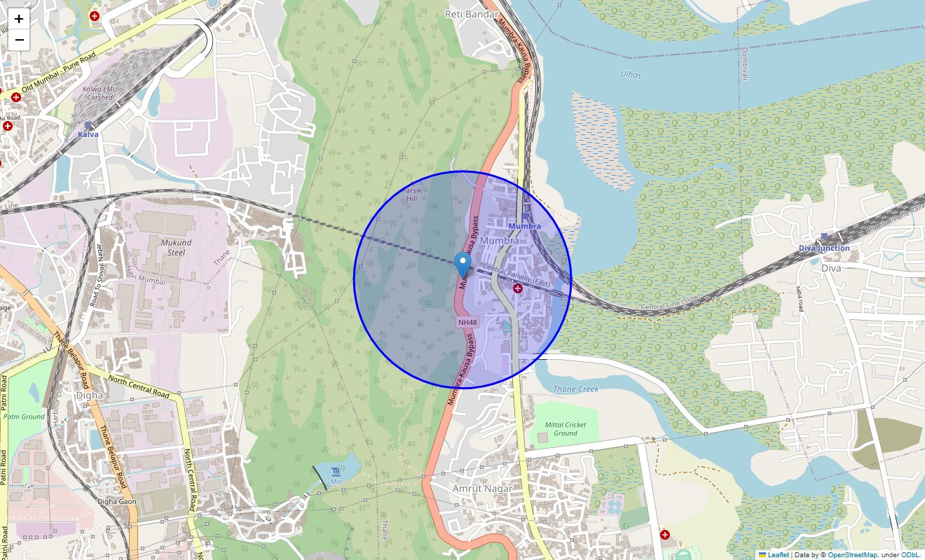 Location Map of Mumbra Bypass Rd, Thane