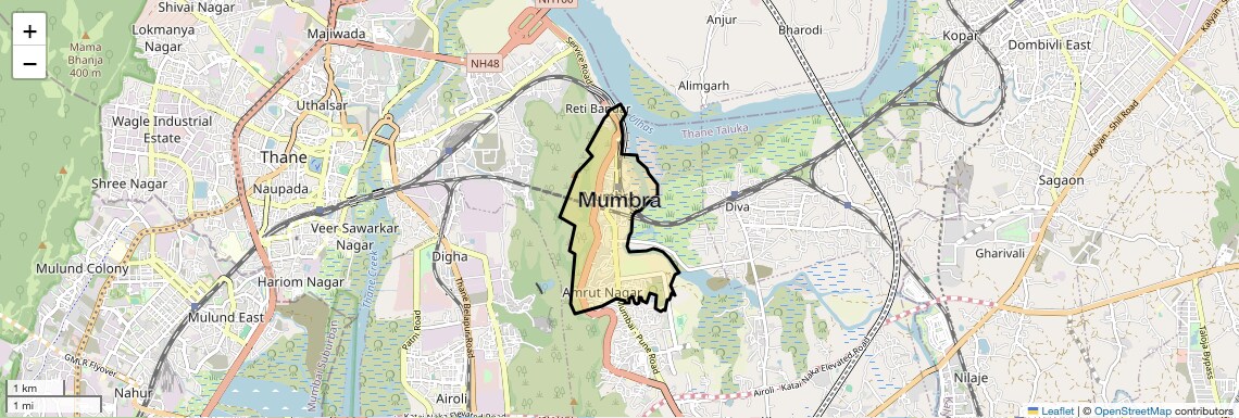 Location Map of Mumbra, Thane