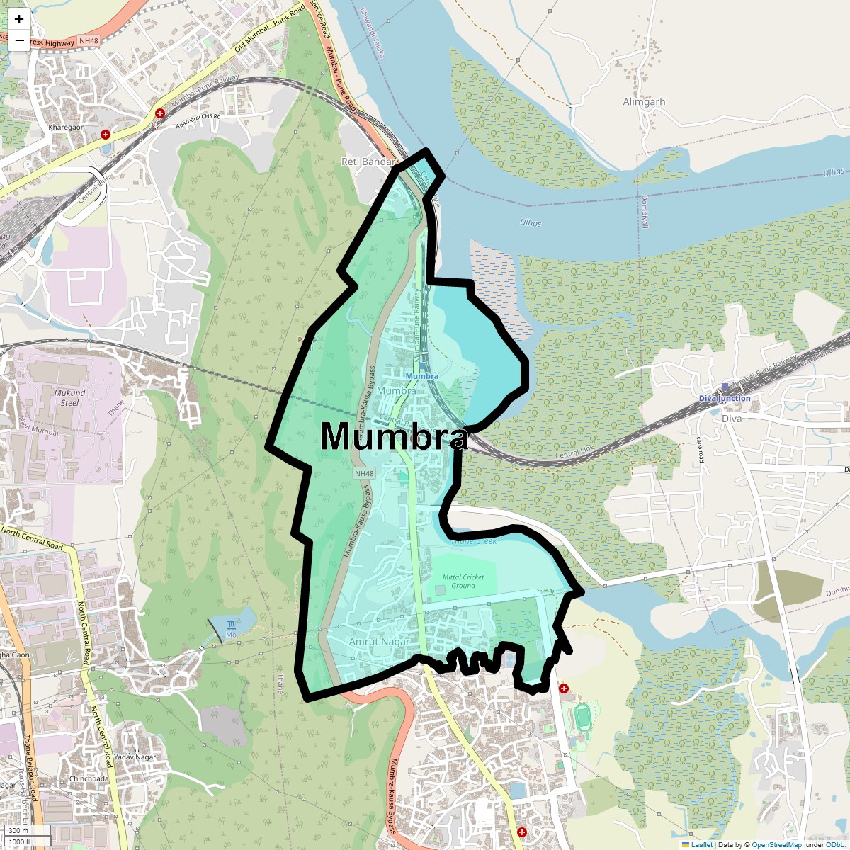 Location Map of Mumbra, Thane