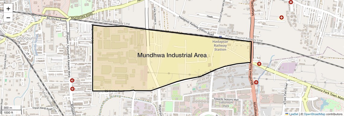 Location Map of Mundhwa Industrial Area, Pune