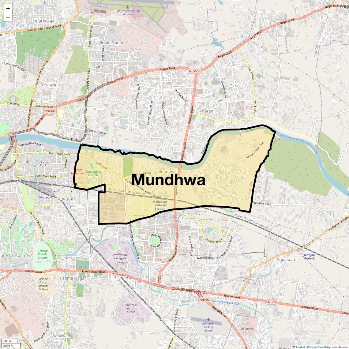 Location Map of Mundhwa, Pune