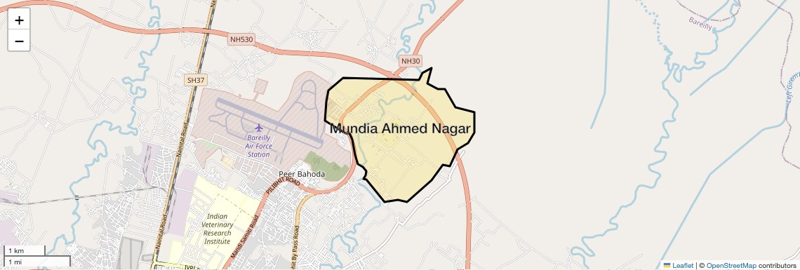 Location Map of Mundia Ahmed Nagar, Bareilly