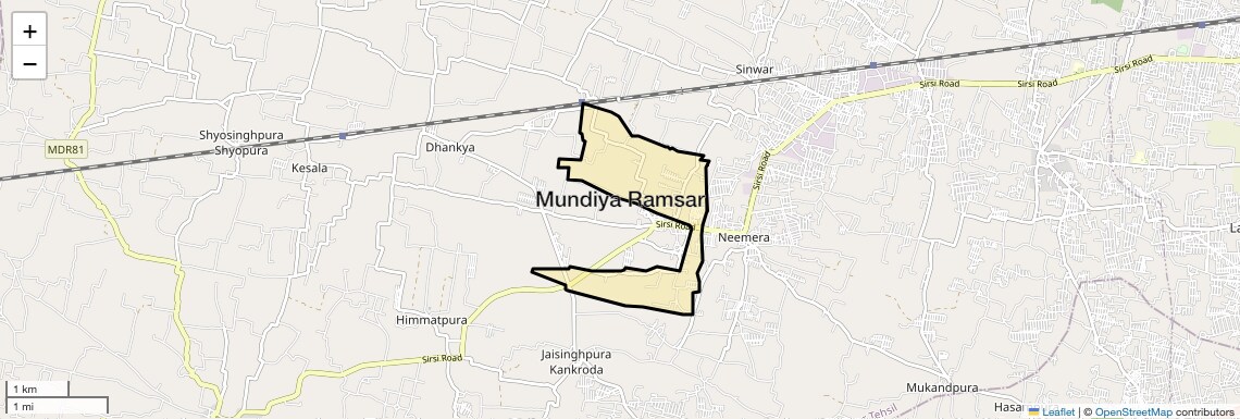 Location Map of Mundiya Ramsar, Jaipur