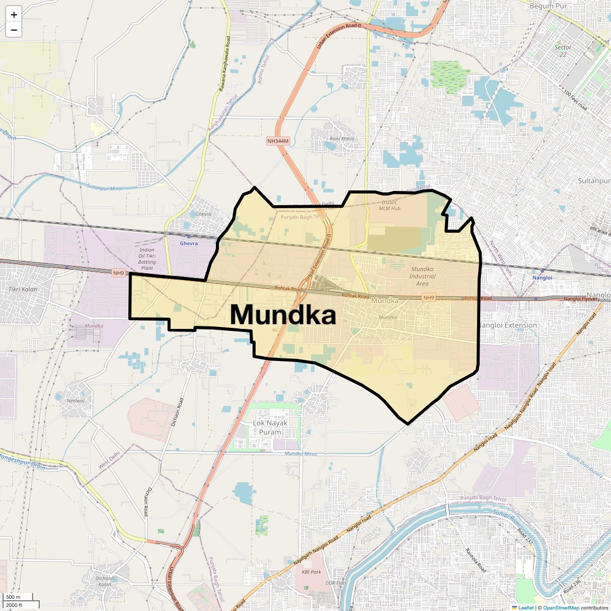 Location Map of Mundka, Delhi
